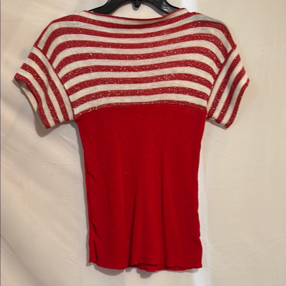 Vintage Red and White Striped Glitter Women's Top
